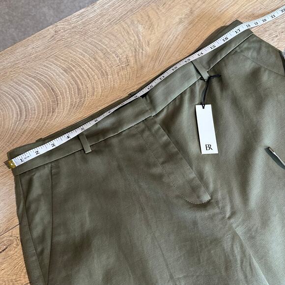 Banana Republic Seahaven Straight Italian Cotton Linen Pant Olive Green 14 - Picture 10 of 11